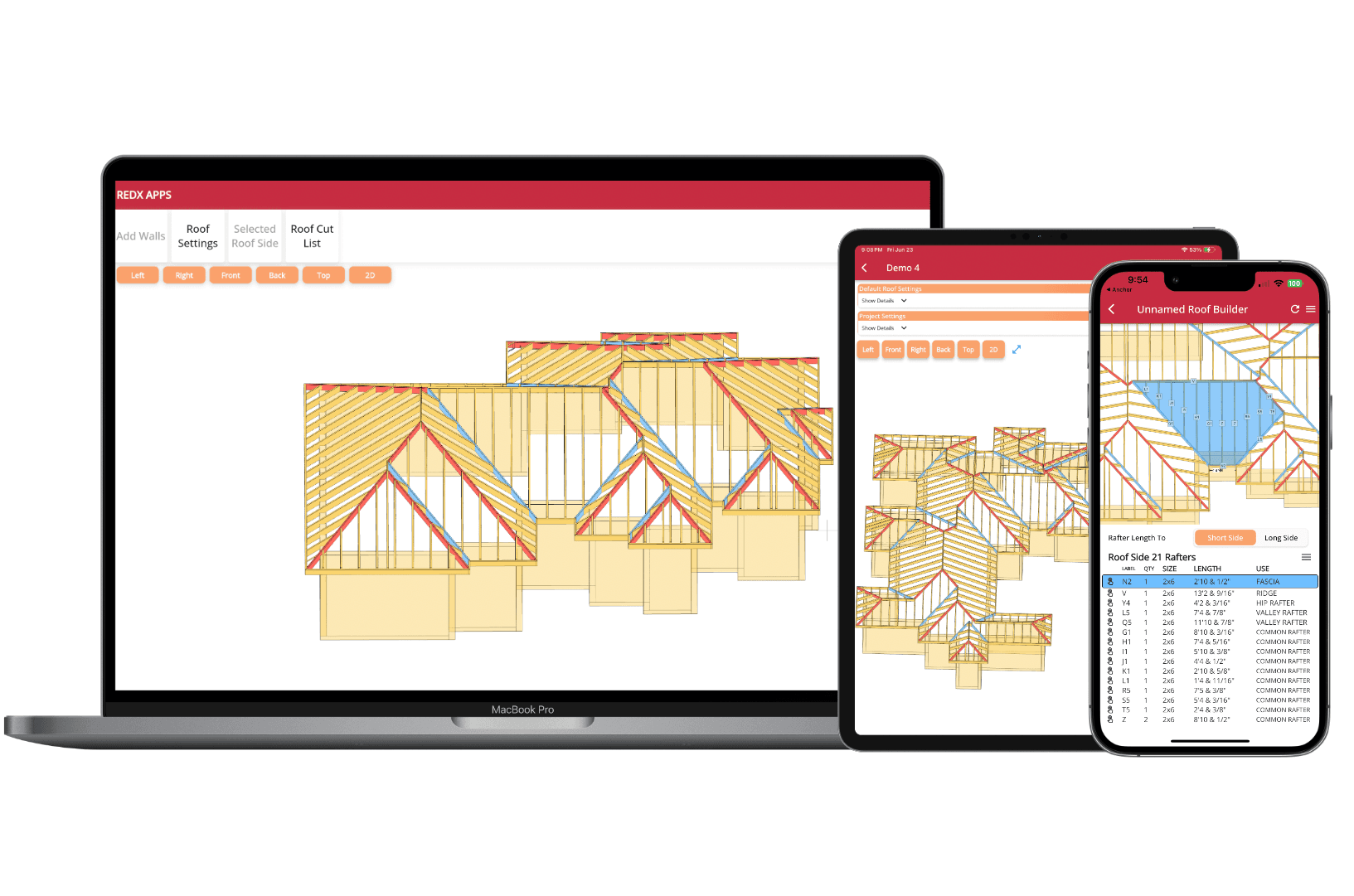 RedX Roof Builder website ipad and iphone