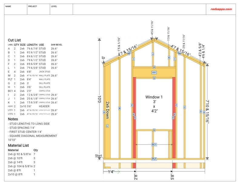 Rake Wall Blueprint