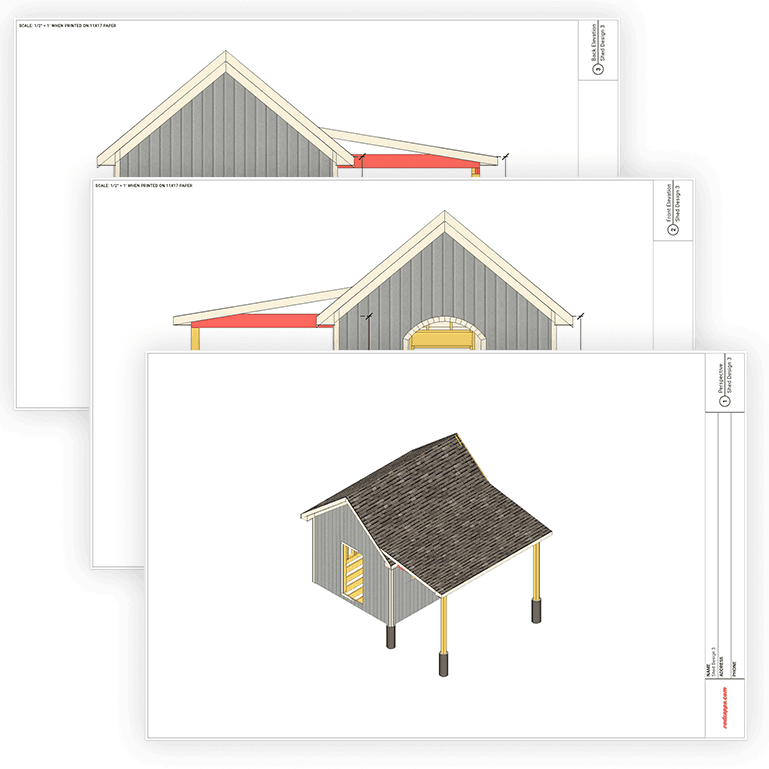Printable shed blueprint PDF with cut list and measurements